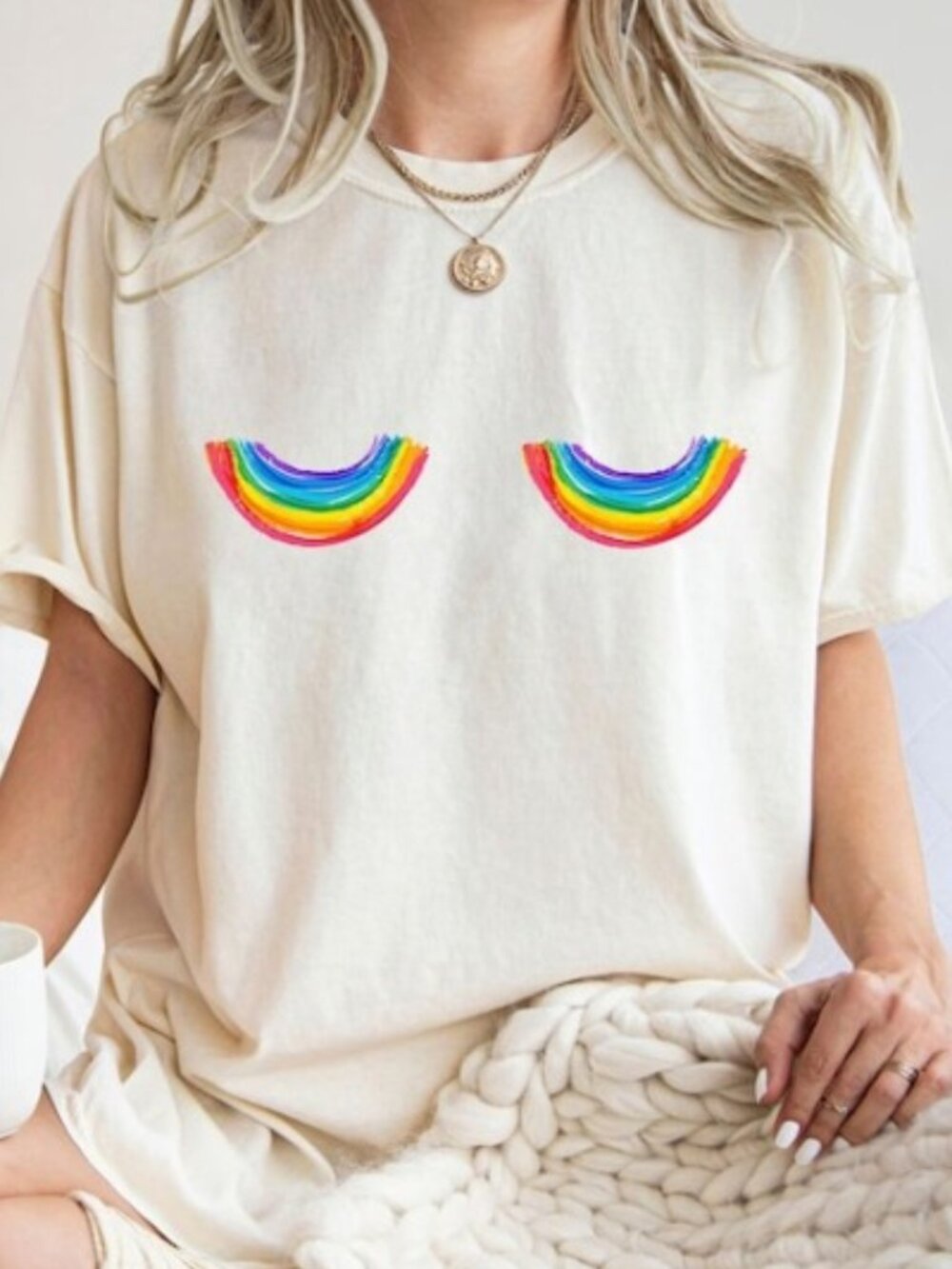 Rainbow Titties Shirt, Pride Tee Y2K Tshirt Clowncore Tee